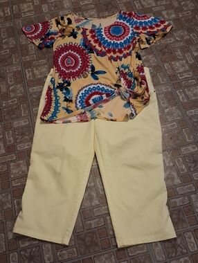 Counterparts Pale Yellow Capris And Top Size 10